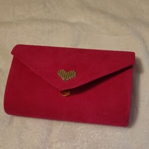Elegant Pink Clutch with Heart Accent